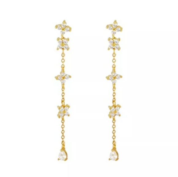 2/$25 Clover Linear Drop Thread Dangle Earrings - Picture 2 of 2